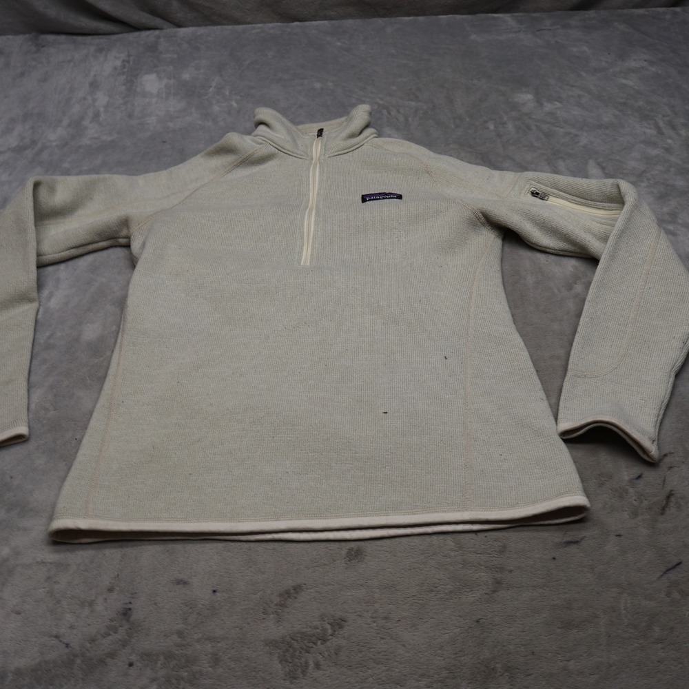 Patagonia Better Sweater Womens Small White Knit 1/4 Zip Fleece Pullover READ